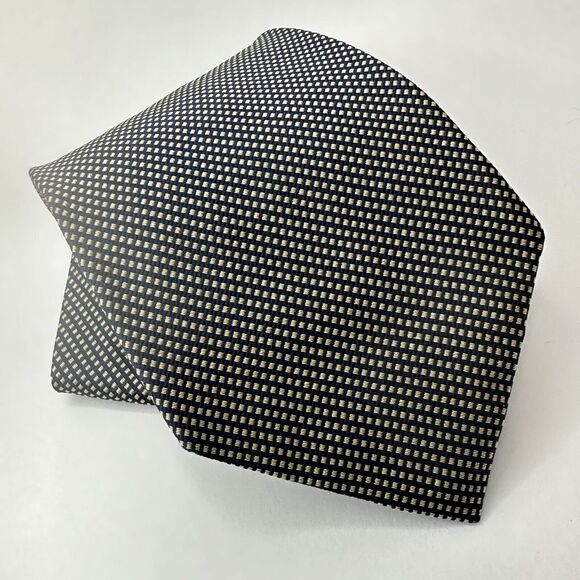 Brooks Brothers Makers Neck Tie All Silk Made in USA Navy w/Gold Geometric CLEAN - Picture 7 of 9